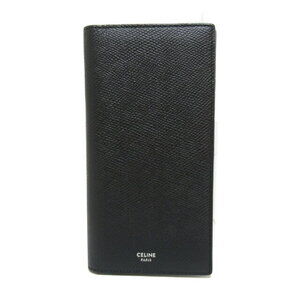 Celine Leather Bi fold Long Wallet Black